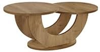 Tribesigns 45.3" Round Wooden Coffee Table, 2-Tier Farmhouse Center Table