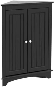 Spirich Corner Bathroom Cabinet with Doors and Adjustable Shelf, Espresso