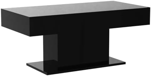 HedoAjim Black Led Coffee Table for Living Room, Rectangular Center Table
