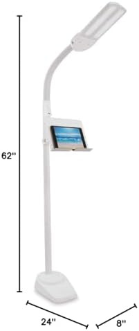 OttLite Dual Shade LED Floor Lamp with Adjustable Stand, White