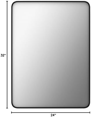 LOAAO 24X32 Inch Black Metal Framed Bathroom Mirror