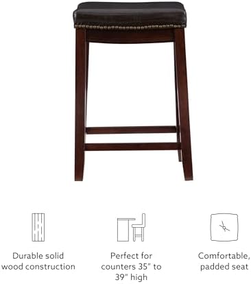 Linon Home Décor Kingston Backless Linon Claridge Stool, Counter Height, Brow...