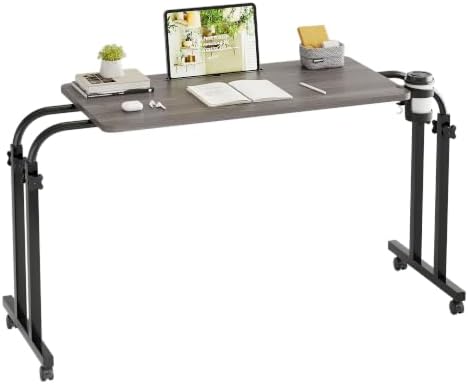Furist Overbed Table with Wheels, Adjustable Height and Length Over Bed Desk,...