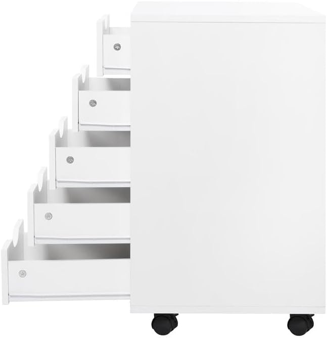 Naomi Home Amy 5-Drawer Rolling Storage Cabinet with Shelves - White