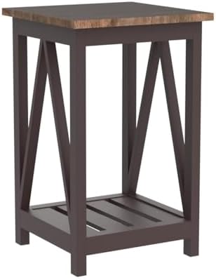 ChooChoo Farmhouse End Tables Set of 2 with Storage Shelf