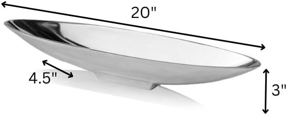 Modern Day Accents 8662 Barco Short Boat Tray, Cast Aluminum, Silver, Morror ...