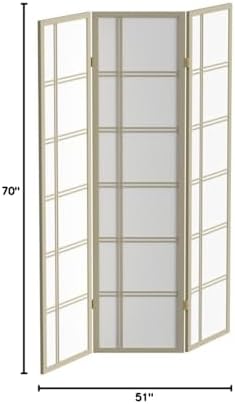 Red Lantern 6 ft. Tall Double Cross Shoji Screen - Grey - 3 Panels