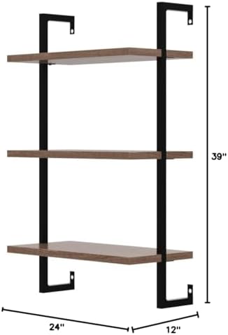 Nathan James Theo 3-Shelf Small Bookcase, Floating Wall Mount Bookshelf with ...