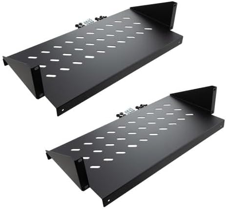 NavePoint 2U Cantilever Server Shelf Rack Mount 19 Inch 2 piece Set Center We...