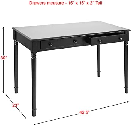 SEI Furniture - Writing 2-drawer Desk- Satin Black - Transitional Design, Bla...