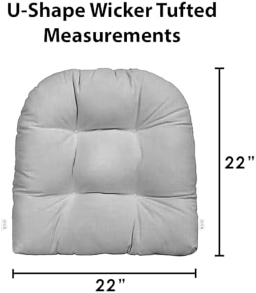 RSH DECOR Tufted U-Shape Wicker Set of 2, 22” x 22,” Outdoor Chair Cushions f...