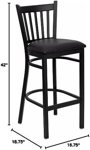 Flash Furniture Hercules Vertical Back Restaurant Barstool, Black, 2-Pack