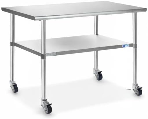 GRIDMANN NSF Stainless Steel Work & Prep Table 48 x 30 Inches with Caster...