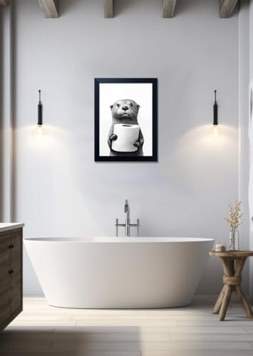 Black and White Bathroom Wall Art, Funny Bathroom Wall Decor, Toilet Paper in...
