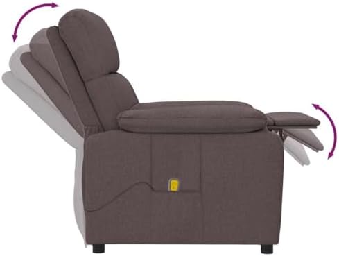 vidaXL Massage Recliner Dark Brown Fabric