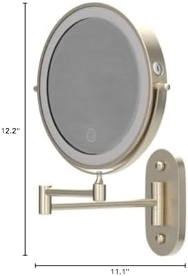 8" Wall Mounted Makeup Mirror,Oval Base, 10X, Brushed Nickel