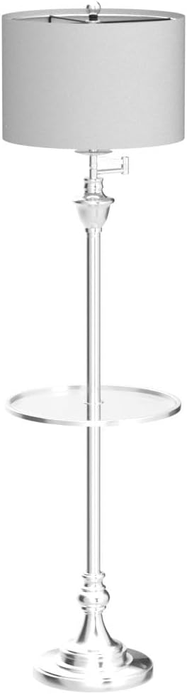 JONATHAN Y Cora 60" Metal Swing Arm Floor Lamp, Chrome/Clear