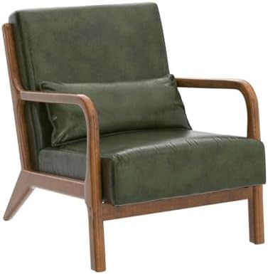 Glitzhome 2 Set Mid Century Hunter Green Accent Armchair, Single Reading Armc...