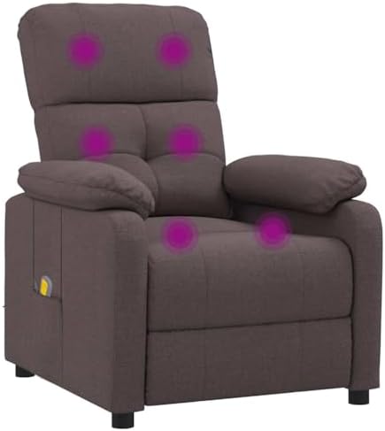vidaXL Massage Recliner Dark Brown Fabric