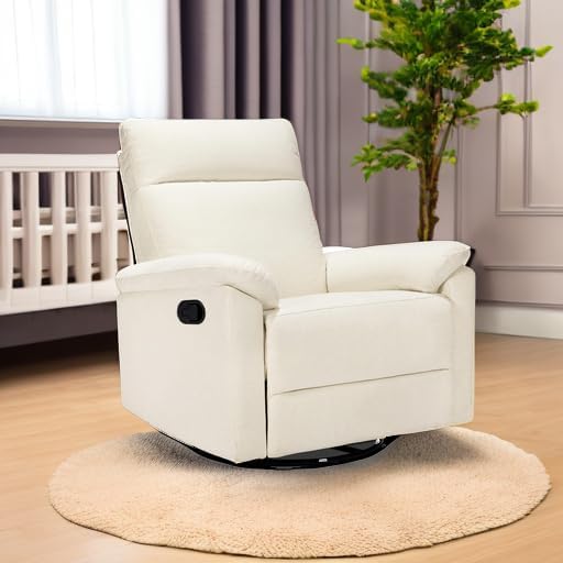 Davinci Suzy Recliner Glider w/ 360° Swivel, Manual, Vanilla