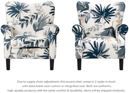 YOLENY Modern Accent Chair,High Back Armchair,Upholstered Fabric Button Singl...