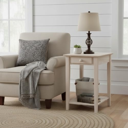 IC International Concepts, Narrow End Table, Solid Real Wood, Sturdy Parawood...