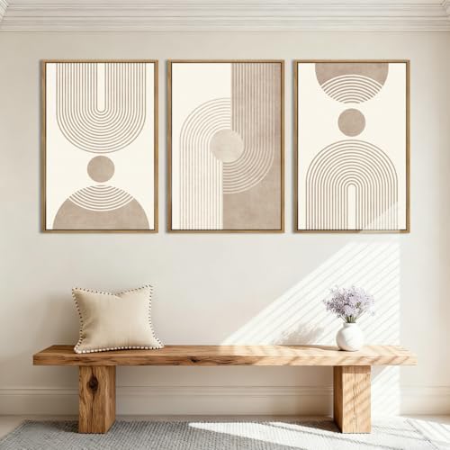BINCUE Neutral Abstract Wall Art Beige Large Wall Decor Boho Mid Century Mode...