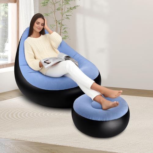 Inflatable Lounge Chair for Adults, Portable Folding Inflatable Blow Up Couch...