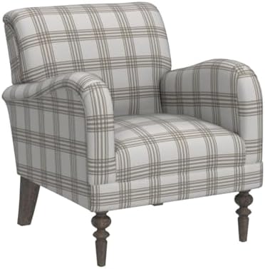 HULALA HOME Farmhouse Accent Chair with Plaid Pattern, Tan