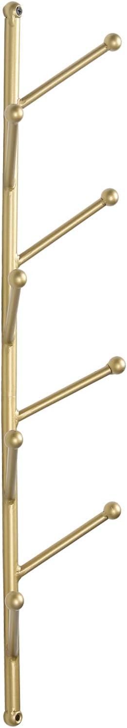 MyGift Modern Gold Metal Wall Hat & Coat Rack Tree with 8 Branch Hooks