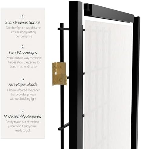 3 ft. Short Window Pane Shoji Screen - Black - 3 Panels