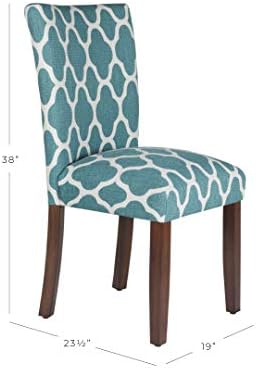 HomePop Parsons Classic Upholstered Accent Dining Chair, Set of 2, Teal and C...