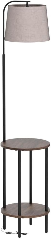 DEWENWILS Floor Lamp with Table, Wooden Nightstand, Farmhouse