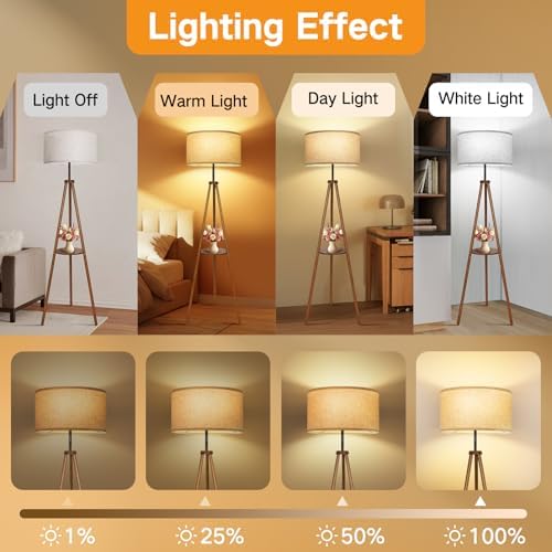 OUTON Beige Large Drum Lamp Shades for Floor Lamps, 17.5" Top x 17.5&quo...
