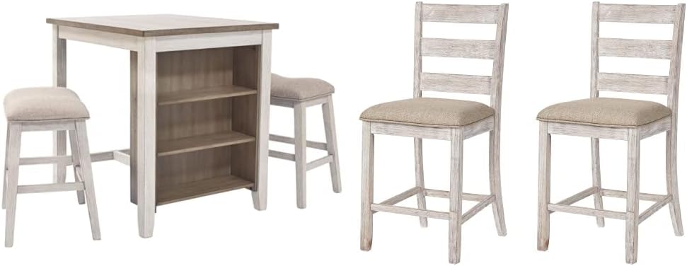Signature Design by Ashley Skempton 3 Piece Counter Height Dining Set with 2 ...