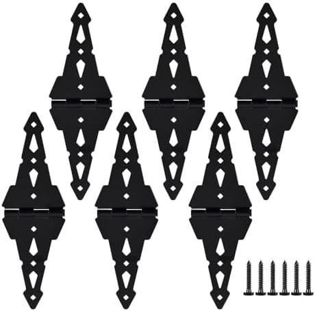 HOME MASTER HARDWARE 8" Heavy Duty Gate Hinges, 6 Pack Strap Hinges, Black