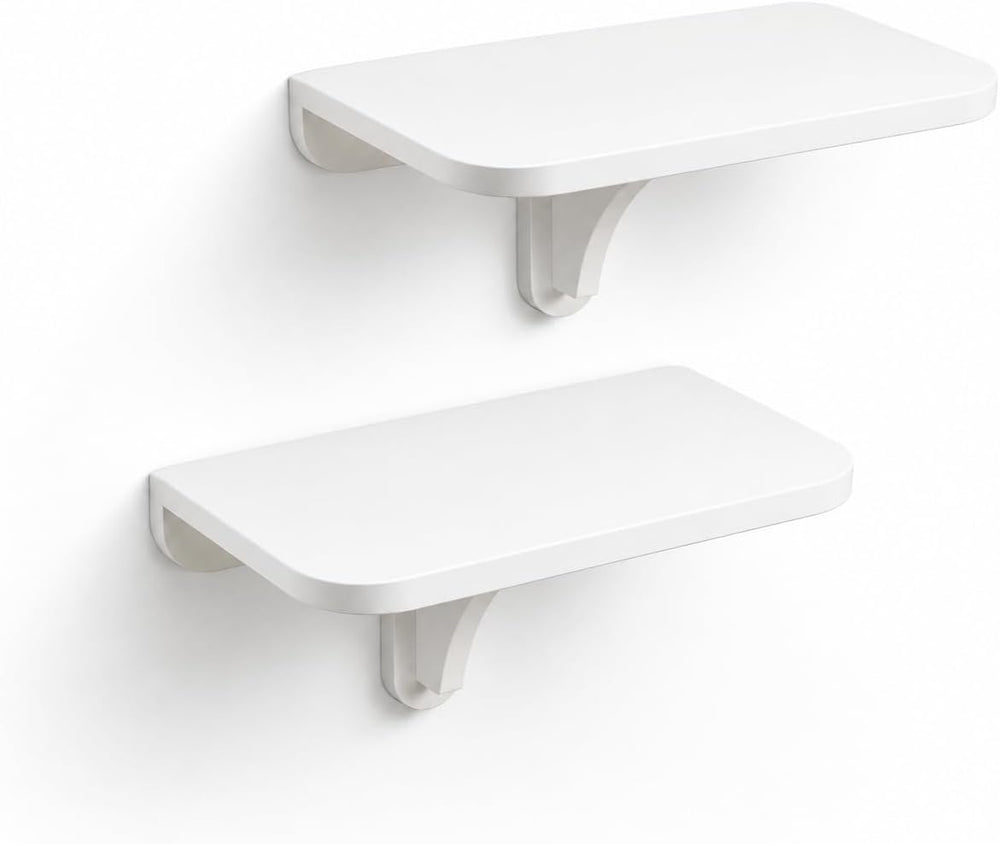 WELLAND 11.8" x 8.25" White Wall Mounted Desk Small Floating Shelve...