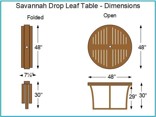 Savannah Teak Drop Leaf Table, Natural