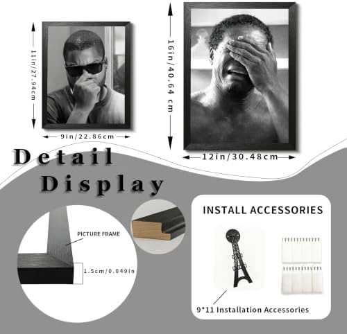 Funny Bathroom Wall Art Set of 2, Framed Canvas Wall Decor with Black Solid W...