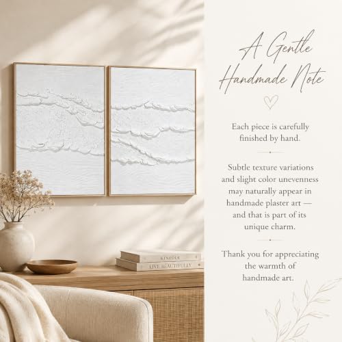 Artiluxy Neutral Abstract Wall Art Set of 2, Framed 3D Textured, 16x20 Inch