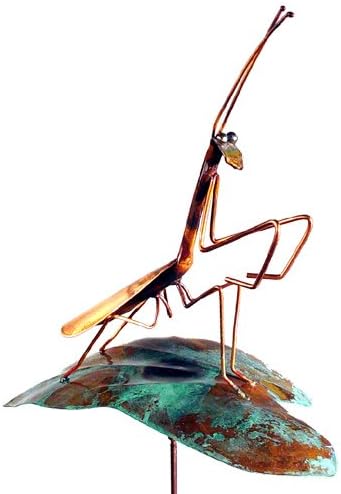 Copper Praying Mantis Garden Sculpture & Stake, American Made