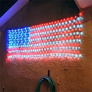 (New) American Flag Lights, 420 LED USA Flag, Outdoor Waterproof Patriotic Li...