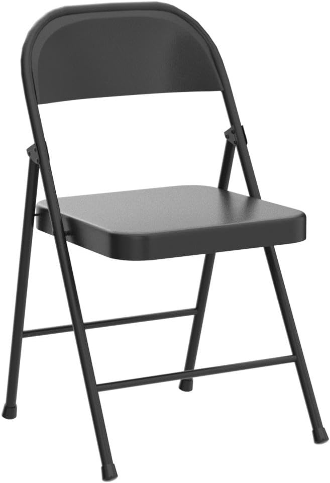 COSCO SmartFold All-Steel Folding Chair, 4-Pack, Black