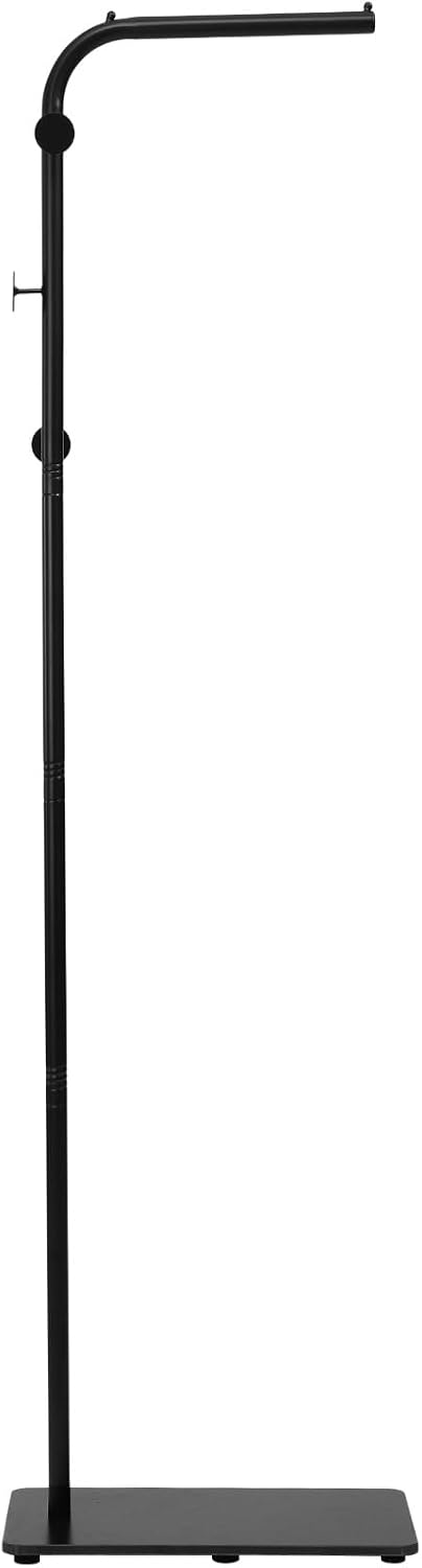 L-Shaped Metal Floor Coat Rack, Portable Standing Clothes Rack with Marble Ba...