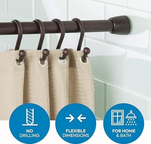 iDesign Cameo Metal Tension Rod, Adjustable Customizable Curtain Rod for Bath...