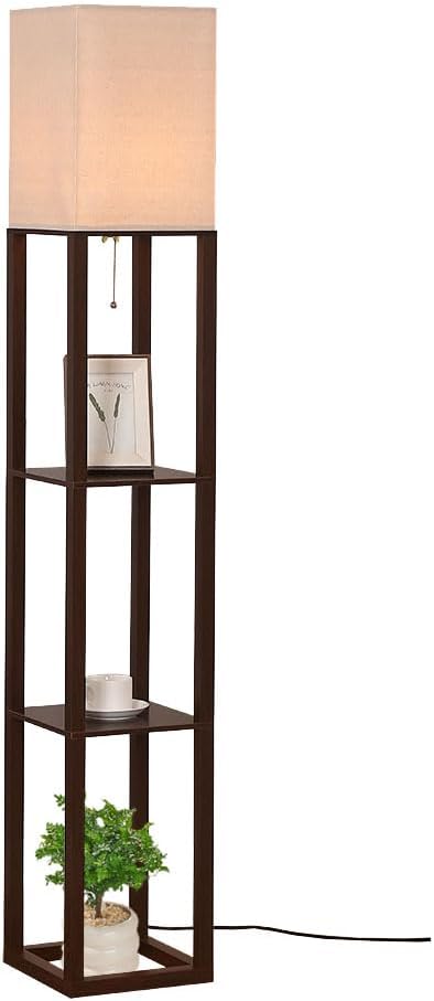 HomeFocus Floor Lamp,Corner Lamp with Shelves,Floor Light for Living Room,Bed...