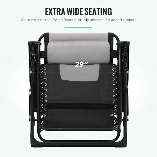 JEAREY Zero Gravity Chair, Oversized Padded Recliner - Black/Grey