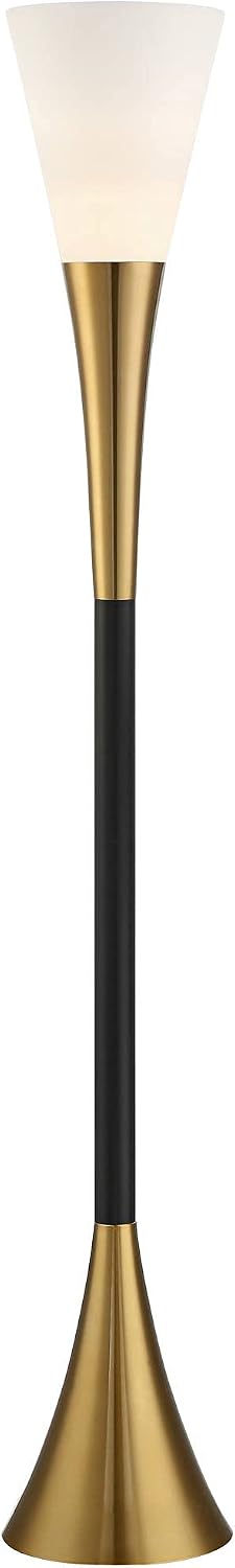 Piazza 72 1/2" Tall Brass and Black Torchiere Floor Lamp