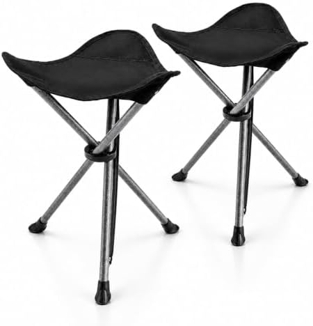 2 Pack Camping Stools, 22.4" Extra Tall Tripod Stool for Adults