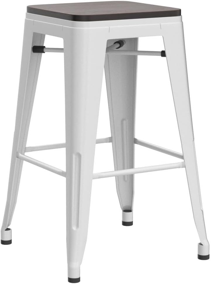 30" Counter Height Bar Stools Set of 4 Barstools Island Side Chairs-White